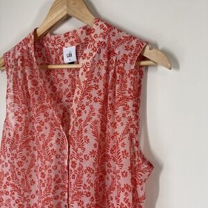 Cabi Top Sheer Floral Print Button Up Size M Sheer Lightweight Preppy Coastal